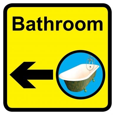 Bathroom sign with left arrow - 300mm x 300mm